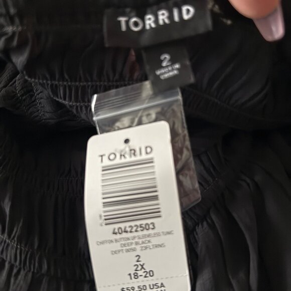Torrid Black Chiffon Button-Up Sheer Dress Tunic 2X 18-20 NWT - Picture 6 of 6